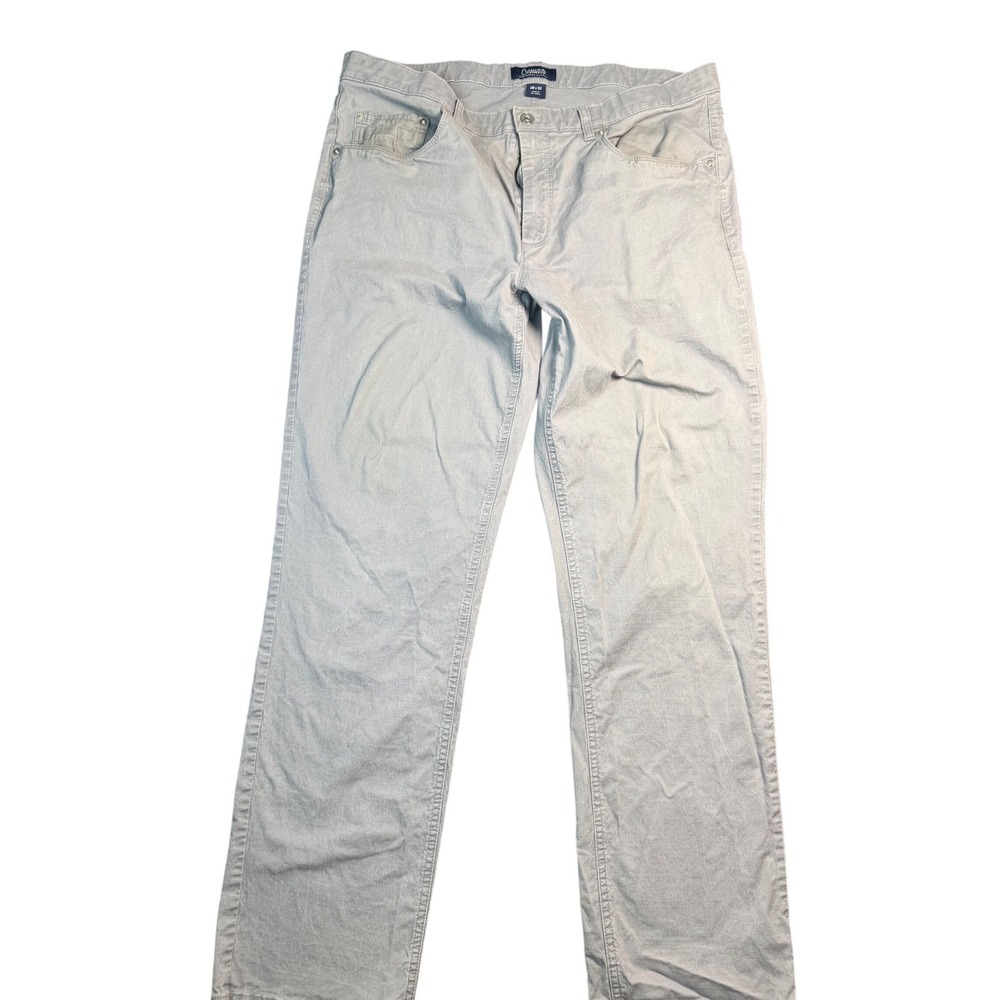 Roundtree & Yorke Casuals Pants Mens 38x32 Gray Stretch Cottonโ Chino Flat Front
